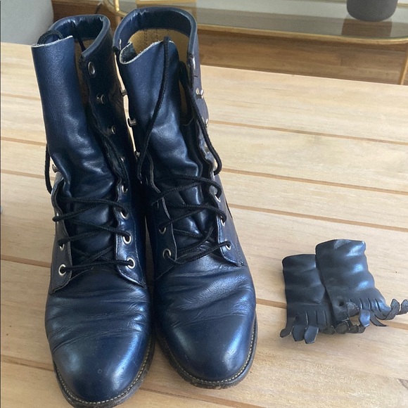 Vintage Justin Roper Cowboy Boots | Women's Navy - Picture 8 of 8